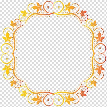 Square yellow and orange floral frame, frame , Fall Border Frame transparent background PNG clipart