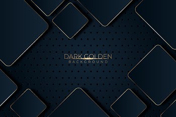 Squares with black shadow and golden details background Free Vector