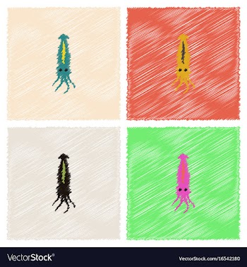 Squid icon simple of squid icon in hatching style vector image