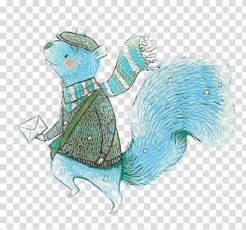 Squirrel Cartoon Illustration, Blue Squirrel transparent background PNG clipart