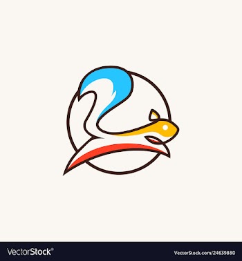 Squirrel logo colorful line art outline icon vector image
