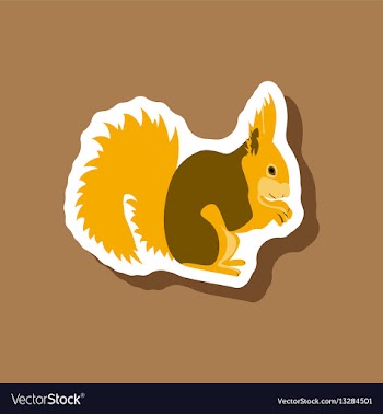 Squirrel paper sticker on stylish background vector image