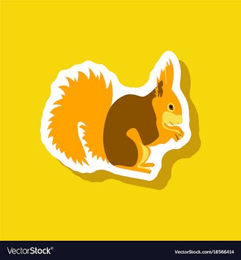 Squirrel paper sticker on stylish background vector image