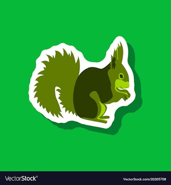 Squirrel paper sticker on stylish background vector image