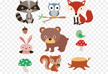 Squirrel Raccoon Cartoon Forest - 9 cartoon forest animals and plants vector material 