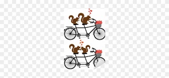 Squirrels In Love On Bicycle, Vector Sticker • Pixers® - Wedding Tandem Bike Clipart