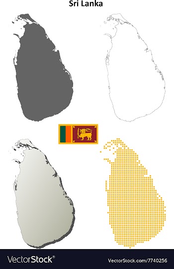 Sri Lanka blank outline map set vector image
