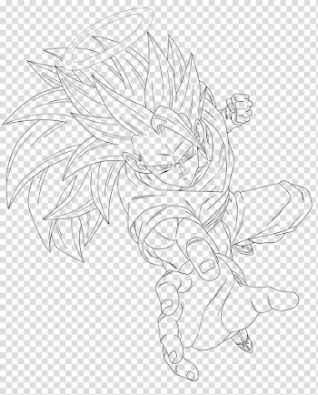 SSJ Son Goku LINE ART, Dragonball Z Super Saiyan Goku stencil transparent background PNG clipart