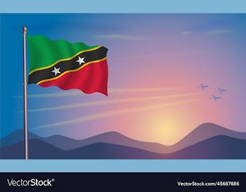 st kitts nevis flag in the morning sun