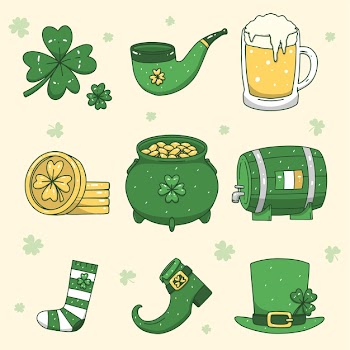 St. patrick's day elements in green tones Free Vector