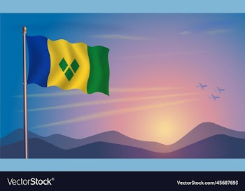 st vincent grenadines flag in the morning sun
