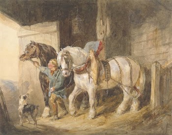 Stable Boy with Cart Horses | Free Photo - rawpixel