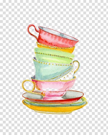 Stack of cups painting, Teacup Coffee Watercolor painting, cup transparent background PNG clipart