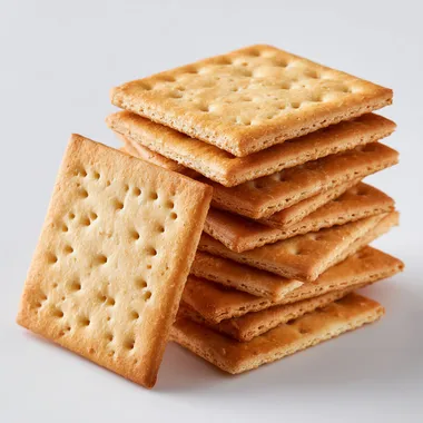 Stack of Golden-Brown Crackers on White Background Stack of Golden-Brown Crackers on White Background