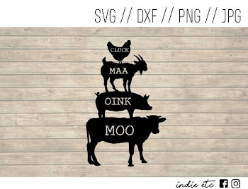 Stacked Animals Cow Pig Goat Chicken Digital Art File | PNGio