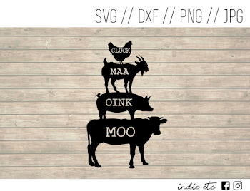 Stacked Animals Digital Art File with Chicken Goat Pig Cow
