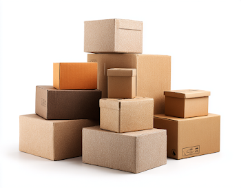 Stacked Cardboard Boxes Isolated on White Background