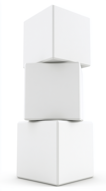 Stacked Matte White Cubes on White Background