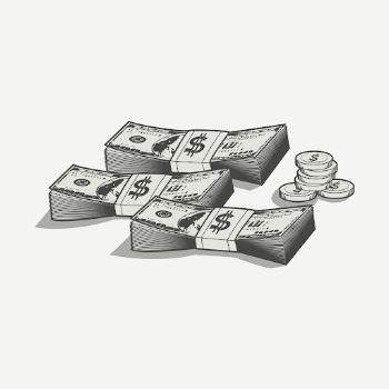 Stacks of money drawing, vintage | Free PSD - rawpixel