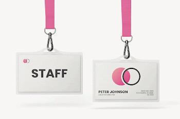 Staff cards mockup, pink 3D | Free PSD Mockup - rawpixel