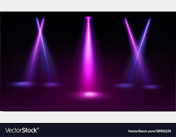 stage illuminated blue and pink spotlights