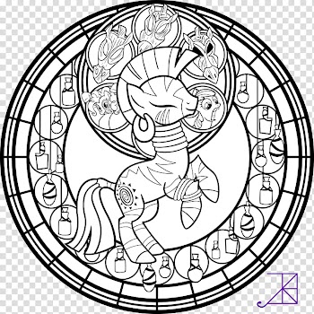Stained Glass Zecora line art sans smoke, white unicorn illustration transparent background PNG clipart
