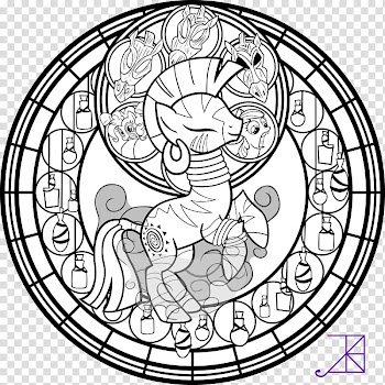 Stained Glass Zecora line art with smoke, white zebra illustration transparent background PNG clipart
