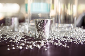 Stainless Steel Container Surrounded by Beads