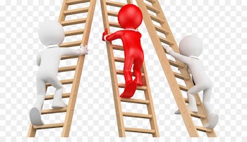 Stairs Ladder - Three people climbing the stairs 