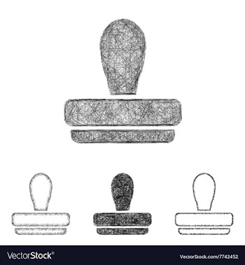 Stamp icon set - sketch line art vector image