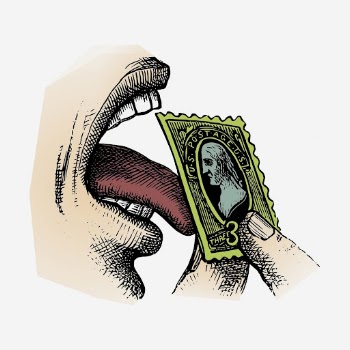 Stamp licking illustration. Free public | Free Photo - rawpixel
