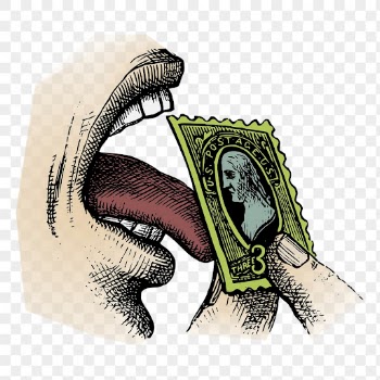 Stamp licking png sticker, vintage | Free PNG - rawpixel