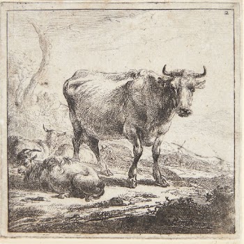 Standing cow and lying goats | Free Photo - rawpixel