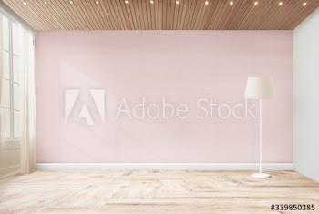 Standing lamp in a pink room