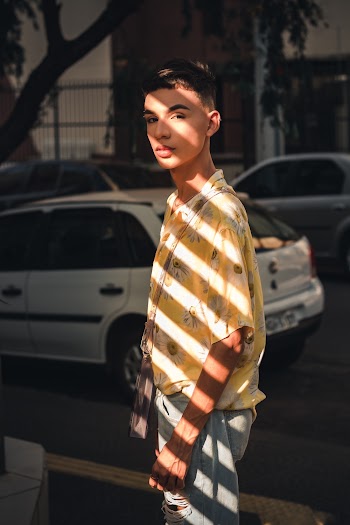 Standing Man Wearing Yellow T-shirt