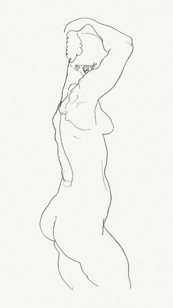 Standing Nude, Facing Right by Egon | Free PSD Illustration - rawpixel