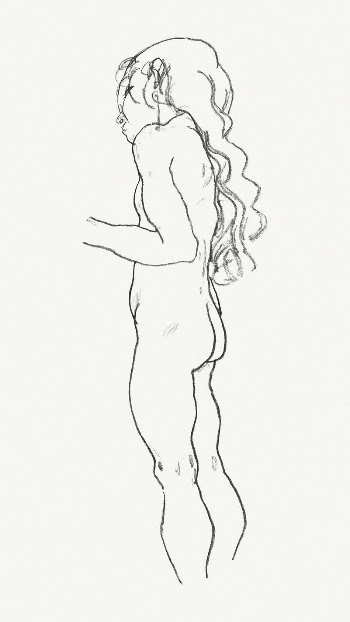 Standing Nude Girl, Facing Left | Free PSD Illustration - rawpixel
