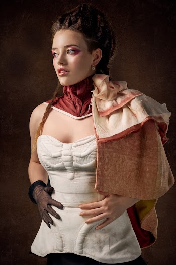 Standing Woman Wearing White Corset