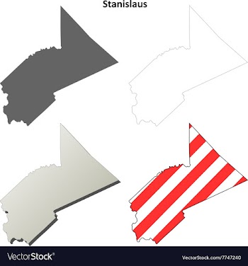 Stanislaus County California outline map set vector image