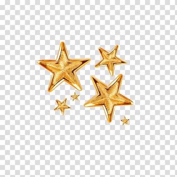 Star Christmas , Large and small golden star decoration transparent background PNG clipart