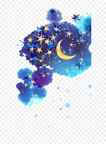 Star Moon Night sky - Painted night sky 