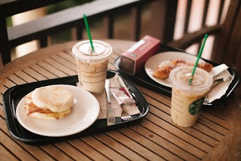 Starbucks Cup On Black Tray