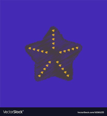Starfish flet in hatching style vector image
