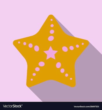 Starfish in flat style marine icon in cartoon vector image