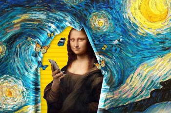 Starry Night, Mona Lisa background, | Free Photo - rawpixel