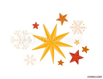 Stars and snowflakes winter season decorations flat vector set