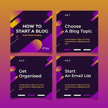 Start a blog tips on instagram posts set Free Vector