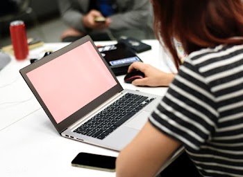 Startup Business People Working on Laptop Cop.. | Free stock psd mockup - 380008