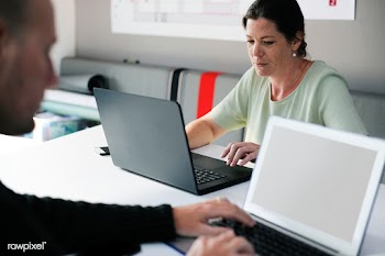 Startup Business People Working on Laptop Cop.. | Free stock psd mockup - 380025