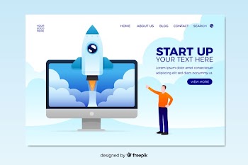 Startup landing page template in isometric style Free Vector